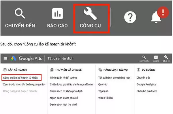 Công cụ lập kế hoạch từ khóa Công cụ lập kế hoạch từ khóa