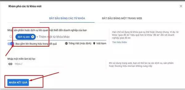 Nhập từ khóa và bắt đầu phân tích Nhập từ khóa và bắt đầu phân tích