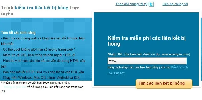 Broken Link là gì? Tìm hiểu về Broken Link trong Seo 2 nhap url vao thanh cong cu min