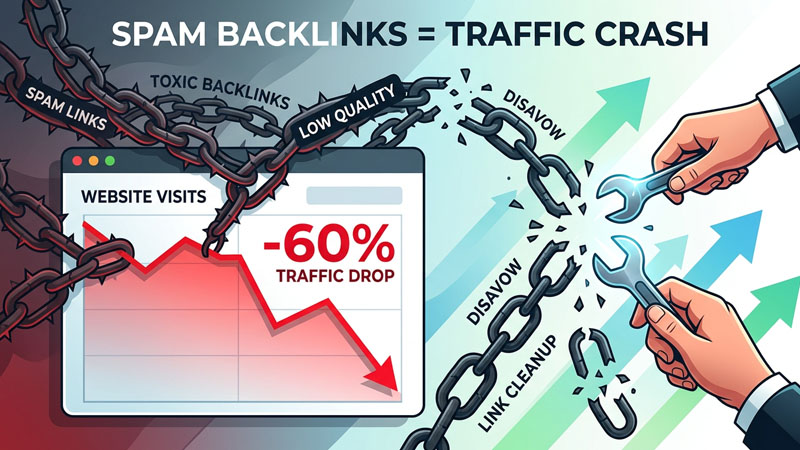 Spam backlink - Sai lầm, "vết xe đổ" cần lưu ý 2026 Spam backlink - Sai lầm, "vết xe đổ" cần lưu ý 2026
