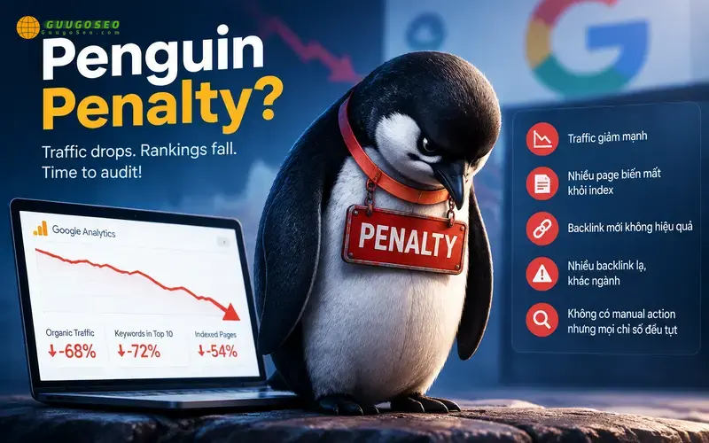 1. Làm sao nhận biết web đang bị Penguin phạt?