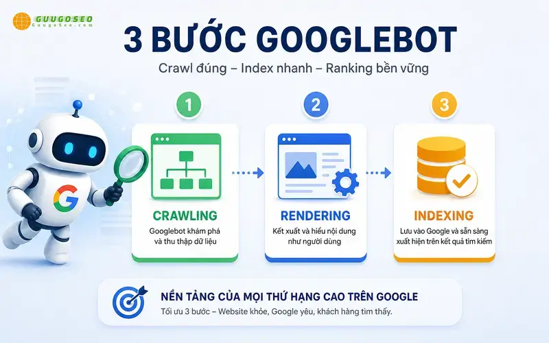 3 bước Googlebot vào site bạn