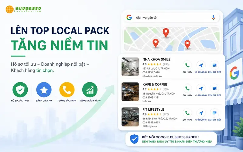 Các yếu tố cấu thành Local Pack: Bản đồ, doanh nghiệp, review, ảnh đại diện Các yếu tố cấu thành Local Pack: Bản đồ, doanh nghiệp, review, ảnh đại diện